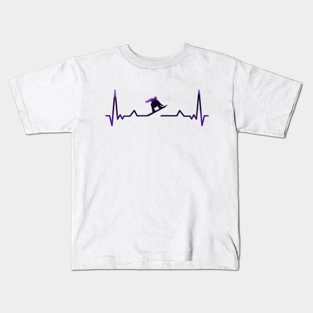 Snowboard Heartbeat Kids T-Shirt by boobear247